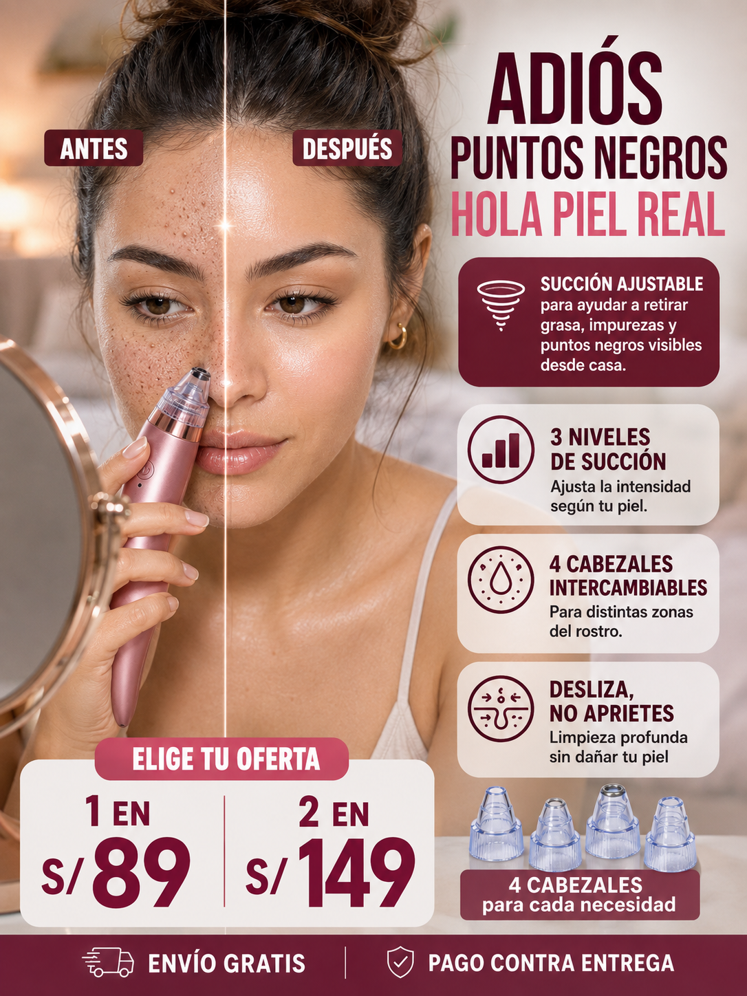 LIMPIADOR FACIAL DE POROS ELÉCTRICO