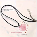 Collar Amuleto Corazón De Cuarzo Rosa 2 Cm.