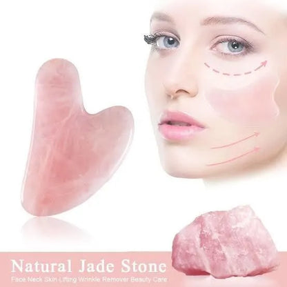 Rodillo De Cuarzo + Gua Sha Piedra De Cuarzo Todo Tipo De Piel Día/noche