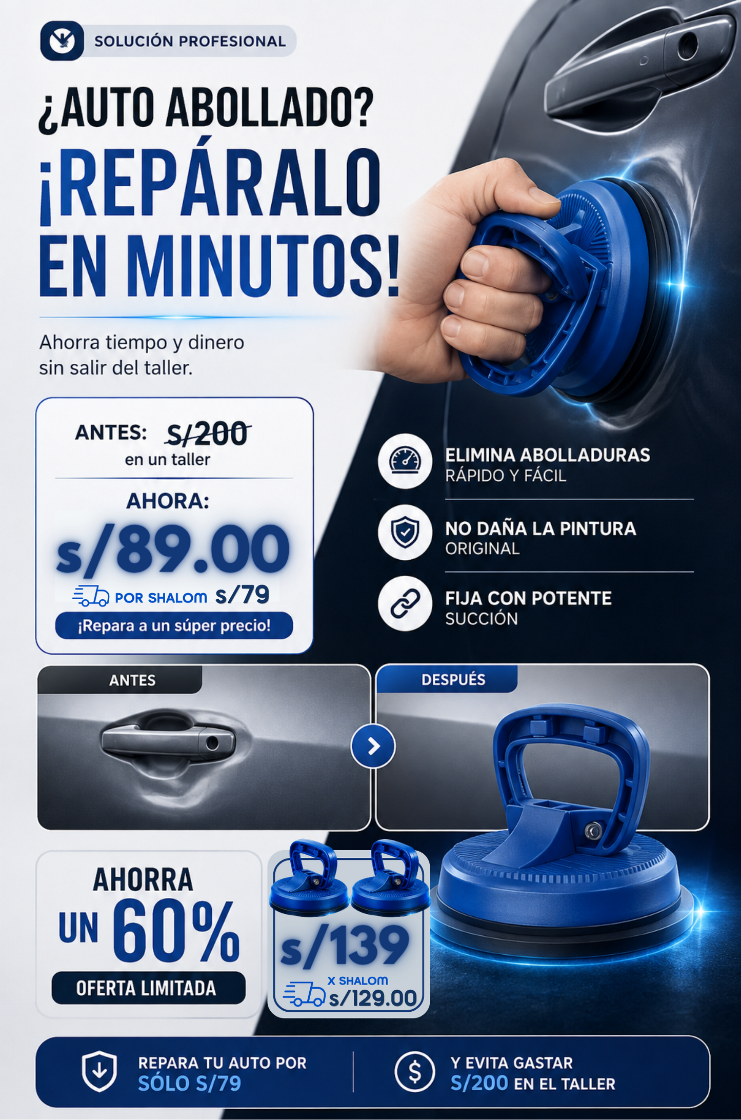 Ventosa extractor de Abolladuras para Vehículos