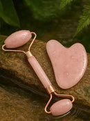 Rodillo Facial de Cuarzo Rosa + Guasha